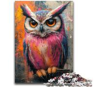 Puzzle 1000 pièces pour Adolescents et Adultes Hibou mystérieux, Anti-Stress, défi Difficile, idéal comme Cadeau pour Toute la Famille 26x38cm