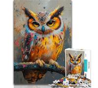 Puzzle 1000 pièces pour Adolescents et Adultes Hibou mystérieux, Difficile à compléter mais Amusant et Humoristique, Anniversaire et Cadeaux Uniques 38x26cm