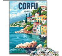 Puzzle 1000 pièces pour Adolescents et Adultes, île de Corfou, Grèce, Jeux éducatifs, décoration d'intérieur, idéal pour la décoration de Bureau, 26x38cm
