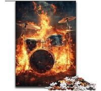 Puzzle 1000 pièces pour Adolescents et Adultes, Jeu de Batterie à Flammes, Difficile, avec des pièces entièrement emboîtables de Formes aléatoires (Taille 26x38cm)