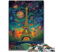 Puzzle 1000 pièces pour Adolescents et Adultes, Jeu de réflexion psychédélique Eiffel, décoration Murale, Cadeaux d'anniversaire et de Noël Uniques, 50x75cm
