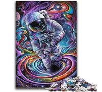 Puzzle 1000 pièces pour Adolescents et Adultes, Jeu de réflexion psychédélique sur Le thème des astronautes, décoration Murale, Cadeaux Uniques pour Anniversaire et Noël, 26x38cm