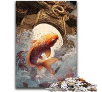 Puzzle 1000 pièces pour Adolescents et Adultes, Jeu de réflexion sur Les Poissons koï, décoration Murale, Cadeaux d'anniversaire et de Noël Uniques, 50x75cm