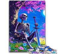 Puzzle 1000 pièces pour Adolescents et Adultes, Jeu éducatif de réflexion sur Le thème du Guerrier Squelette, idéal pour Les Anniversaires et Noël, à partir de 14 Ans, 26x38cm