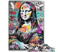 Puzzle 1000 pièces pour Adolescents et Adultes Jeu éducatif Familial Mona Lisa Graffiti, idéal comme Cadeau pour Toute la Famille 14 Ans et Plus, 50x75cm