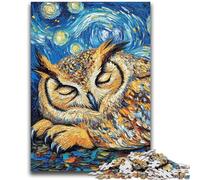 Puzzle 1000 pièces pour Adolescents et Adultes Jeu éducatif Familial sur Le thème du Ciel Nocturne et des hiboux pour Toute la Famille 14 Ans et Plus, 50x75cm