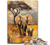 Puzzle 1000 pièces pour Adolescents et Adultes, Jeu éducatif sur Les éléphants d'Afrique, idéal pour Les Anniversaires et Noël, à partir de 14 Ans, 50x75cm