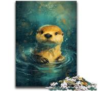 Puzzle 1000 pièces pour Adolescents et Adultes Jolie Petite Loutre Jaune, pour Les 14 Ans et Plus, Jeu intellectuel, Cadeaux de Noël et d'anniversaire, 50 x 75 cm