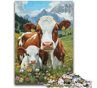 Puzzle 1000 pièces pour Adolescents et Adultes, Jouets éducatifs sur Le thème des Vaches laitières, Anti-Stress, idéal pour la décoration de Bureau, 26x38cm