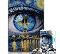Puzzle 1000 pièces pour Adolescents et Adultes La Tour Eiffel dans Les Yeux, Jouets éducatifs, Jeux Anti-Stress, Superbes Cadeaux et Jouets (75x50cm)