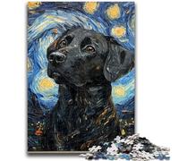 Puzzle 1000 pièces pour Adolescents et Adultes Labrador sous Le Ciel Nocturne Jouets éducatifs et Amusants Activités à la Maison, Cadeau d'anniversaire, Cadeaux de Voyage 38x26cm