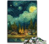 Puzzle 1000 pièces pour Adolescents et Adultes Le Ciel Nocturne de Van Gogh, Un défi Difficile à relever pour soulager Le Stress Idéal comme Cadeau pour Toute la Famille 50x75cm