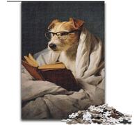 Puzzle 1000 pièces pour Adolescents et Adultes Lecture de Chien, Anti-Stress, défi Difficile, Cadeaux du Père Noël Secret (Taille 26x38cm)