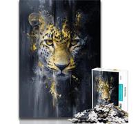 Puzzle 1000 pièces pour Adolescents et Adultes Léopard doré 1000 pièces pour Adultes, Anti-Stress, défi Difficile, adapté à la décoration de Bureau (Taille 75x50cm)