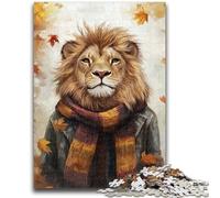 Puzzle 1000 pièces pour Adolescents et Adultes Lion d'automne Difficile à réaliser, mais Amusant et Humoristique Cadeau d'anniversaire, Cadeaux, décoration Murale 38x26cm