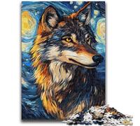 Puzzle 1000 pièces pour Adolescents et Adultes Loup sous Le Ciel Nocturne Jouets éducatifs Jeux Anti-Stress Décoration d'intérieur Unique et Cadeaux 26x38cm