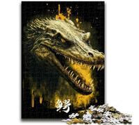 Puzzle 1000 pièces pour Adolescents et Adultes Magnifique Crocodile Anti-Stress Défi Difficile avec Affiche et fiche de Questions-réponses Assorties 50x75cm