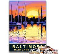 Puzzle 1000 pièces pour Adolescents et Adultes Maryland Harbor Baltimore Jouet éducatif Anti-Stress Interaction Parent-Enfant pour Les Enfants de 14 Ans et Plus (Taille 38x26cm)