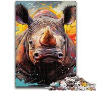 Puzzle 1000 pièces pour Adolescents et Adultes, Motif Animalier rhinocéros, idéal comme Cadeau pour Toute la Famille à partir de 14 Ans, 50x75cm