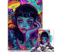Puzzle 1000 pièces pour Adolescents et Adultes, Motif animé psychédélique, idéal comme Cadeau pour Toute la Famille à partir de 14 Ans (Taille 38x26cm)