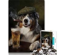 Puzzle 1000 pièces pour Adolescents et Adultes Motif Berger Australien fumant décoration Murale Moderne à Faire soi-même Cadeau Unique pour la Maison (26x38cm)