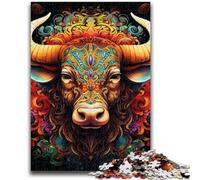 Puzzle 1000 pièces pour Adolescents et Adultes, Motif Buffle psychédélique, pour Un Jeu Stimulant et Familial (75x50cm)
