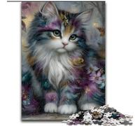 Puzzle 1000 pièces pour Adolescents et Adultes, Motif Chat Abstrait, Difficile, avec des pièces entièrement emboîtables de Formes aléatoires (Taille 50x75cm)