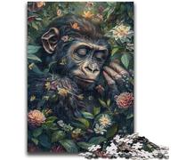 Puzzle 1000 pièces pour Adolescents et Adultes, Motif chimpanzé Floral, Jouets éducatifs et Amusants pour la Maison, Cadeau d'anniversaire ou de Voyage, 38x26cm