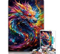 Puzzle 1000 pièces pour Adolescents et Adultes, Motif Dragon psychédélique, Passe-Temps de Vacances, avec Affiche et fiche de Questions-réponses Assorties, 75x50cm