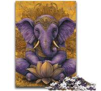 Puzzle 1000 pièces pour Adolescents et Adultes, Motif éléphant Violet, Anti-Stress, défi Difficile, décoration d'intérieur Unique et Cadeaux 50x75cm