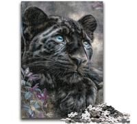 Puzzle 1000 pièces pour Adolescents et Adultes, Motif léopard Noir et Blanc, Anti-Stress, défi Difficile, idéal pour la décoration de Bureau, 26x38cm