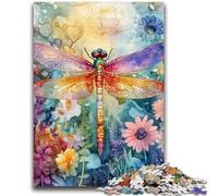 Puzzle 1000 pièces pour Adolescents et Adultes, Motif Libellule Aquarelle, Anti-Stress, défi Difficile, idéal pour la décoration de Bureau, 50x75cm