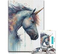 Puzzle 1000 pièces pour Adolescents et Adultes, Motif Licorne Aquarelle, Puzzle 1000 pièces, Anti-Stress, séjour, Tuer Le Temps, liste de souhaits avec Le Père Noël (Taille 38x26cm)