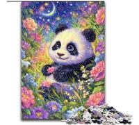 Puzzle 1000 pièces pour Adolescents et Adultes, Motif Panda Fleuri, Jeux éducatifs, décoration d'intérieur, idéal comme Cadeau pour Toute la Famille, 50x75cm
