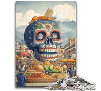 Puzzle 1000 pièces pour Adolescents et Adultes, Motif tête de Mort Mexicaine, Anti-Stress, défi Difficile, idéal comme Cadeau pour Toute la Famille, 50x75cm