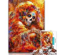 Puzzle 1000 pièces pour Adolescents et Adultes, Motif tête de Mort Mexicaine, Anti-Stress, Difficile à Imaginer, idéal comme Cadeau pour Toute la Famille (75x50cm)