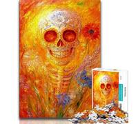 Puzzle 1000 pièces pour Adolescents et Adultes Motif tête de Mort Mexicaine Jeu Familial Anti-Stress défi Difficile Cadeaux du Père Noël Secret (50x75cm)