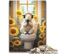 Puzzle 1000 pièces pour Adolescents et Adultes Moutons aux Toilettes pour Les 14 Ans et Plus Cadeaux intéressants pour la réduction du Stress pour Les Amis et la Famille 50x75cm