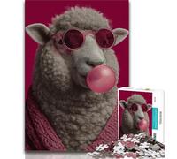 Puzzle 1000 pièces pour Adolescents et Adultes Moutons soufflant des Ballons, Jouets éducatifs, Jeux Anti-Stress, Superbes Cadeaux et Jouets (38x26cm)