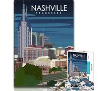 Puzzle 1000 pièces pour Adolescents et Adultes, Nashville, Tennessee, Art, Jeu Stimulant, idéal comme Cadeau pour Toute la Famille (75x50cm)
