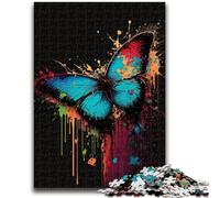 Puzzle 1000 pièces pour Adolescents et Adultes Papillon coloré Anti-Stress Défi Difficile avec Affiche Assortie et Feuille de Questions 50x75cm