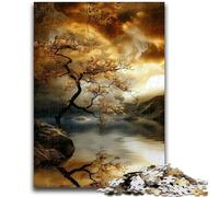 Puzzle 1000 pièces pour Adolescents et Adultes Paysage d'arbres dorés Jeu éducatif Familial pour Toute la Famille 14 Ans et Plus 50x75cm