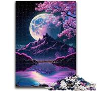 Puzzle 1000 pièces pour Adolescents et Adultes Paysage Japonais Néon pour Les 14 Ans et Plus Jeu intellectuel Cadeaux d'anniversaire de Noël 50x75cm