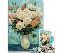 Puzzle 1000 pièces pour Adolescents et Adultes, Peinture à l'huile de Fleurs, Design Dynamique et Unique, expérience de Puzzle relaxante et stimulante (38x26cm)