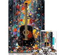 Puzzle 1000 pièces pour Adolescents et Adultes, Peinture à l'huile de Guitare, Difficile à réaliser, mais Amusant et Humoristique, Cadeau d'anniversaire et Cadeau Unique 50x75cm