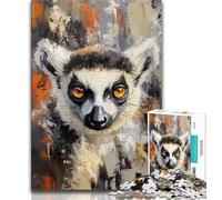 Puzzle 1000 pièces pour Adolescents et Adultes, Peinture à l'huile de lémurien, idéal pour Les soirées Jeux, Jouet coloré à Offrir (Taille 38x26cm)