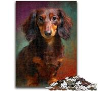 Puzzle 1000 pièces pour Adolescents et Adultes, Peinture à l'huile de Teckel, Jeu Stimulant et éducatif en Famille pour Anniversaire et Noël 26x38cm