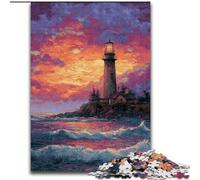 Puzzle 1000 pièces pour Adolescents et Adultes Phare au Coucher du Soleil, Jeu Familial Anti-Stress, défi Difficile, Une œuvre d'art pour Les 14 Ans et Plus (Taille 26x38cm)