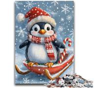 Puzzle 1000 pièces pour Adolescents et Adultes Pingouin de Noël Design Vibrant et Unique Expérience de Puzzle relaxante et stimulante 50x75cm