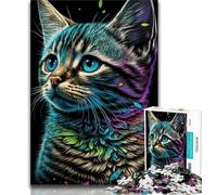 Puzzle 1000 pièces pour Adolescents et Adultes Portrait de Beau Chat Puzzles pour Adultes Un défi Difficile à Offrir à Toute la Famille 75x50cm